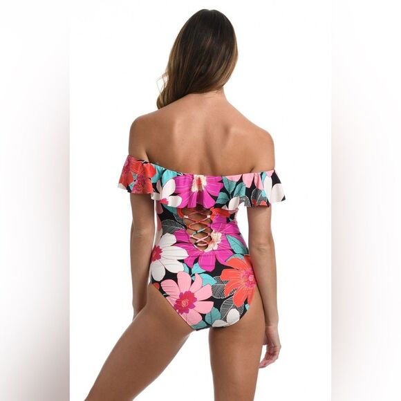 NWT La Blanca | In Full Bloom Off The Shoulder Ruffle One Piece Swimsuit 10 - Picture 3 of 10